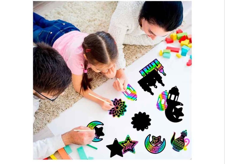 🏆60 Pcs Magic Scratch Art Kit for Kids - Eid & Ramadan Fun - photo 4