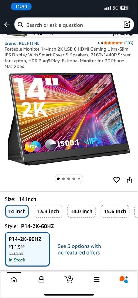 14” 2K Portable Monitor