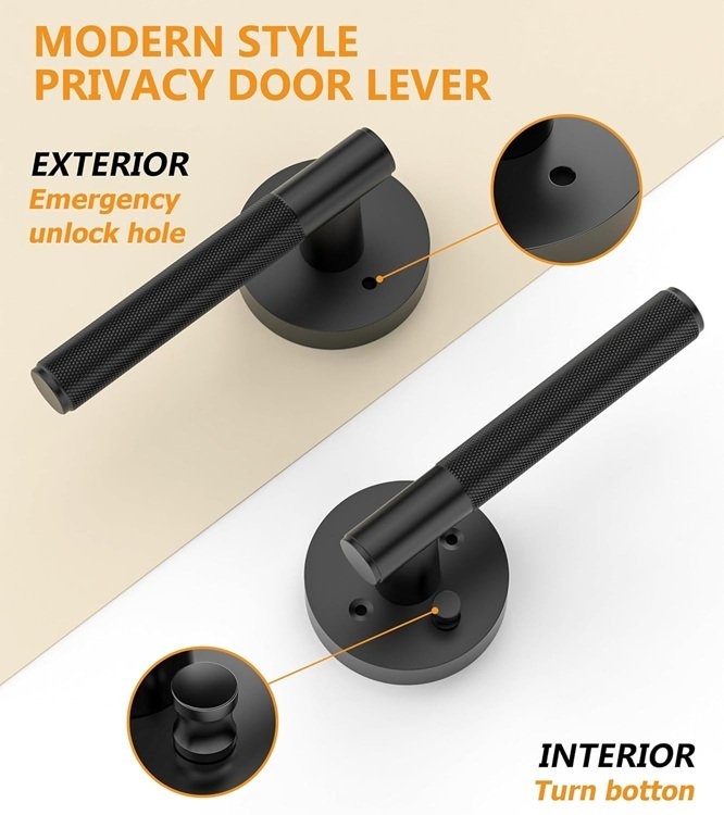 4 Pack Indoor Privacy Door Handles Levers - photo 2