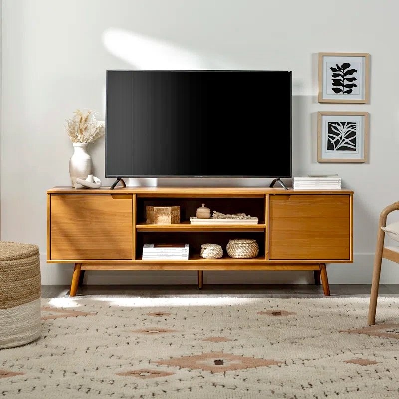 TV Cabinet 70" Solid Wood 2 Doors