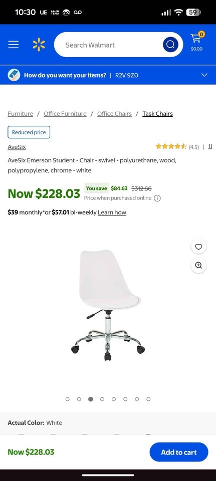 Emerson White Office Chair with Pneumatic Chrome Base - photo 2