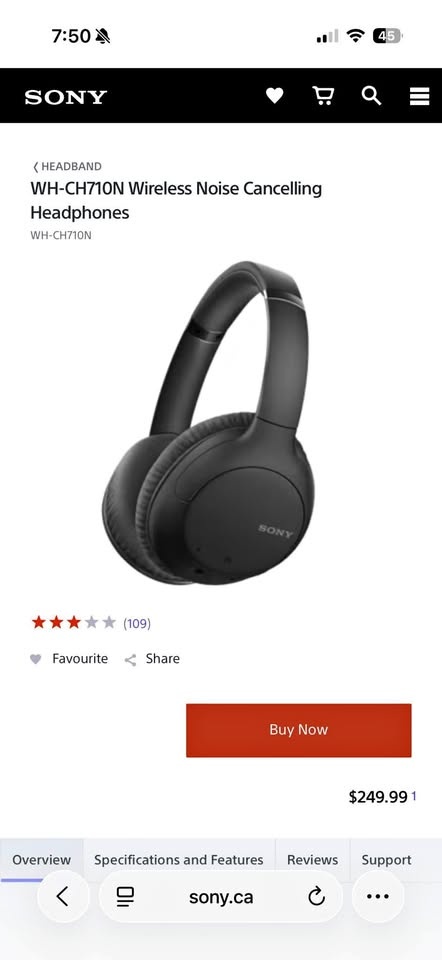 Sony WH-CH710N Wireless Noise Cancelling Headphones