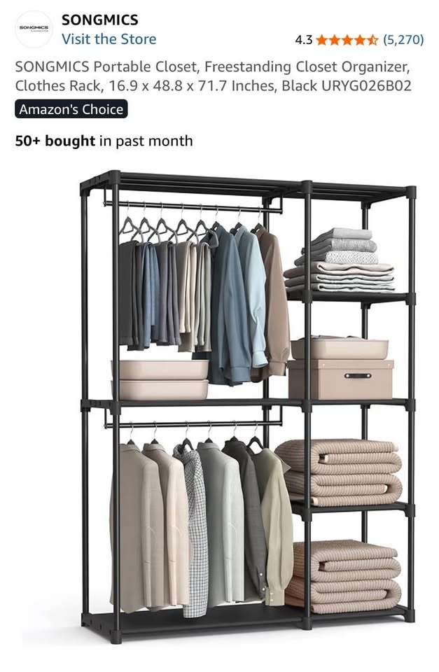 SONGMICS Portable Closet Clothes Rack Black - photo 2