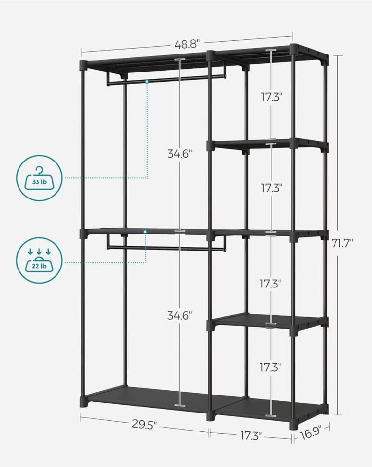 SONGMICS Portable Closet Clothes Rack Black - photo 3