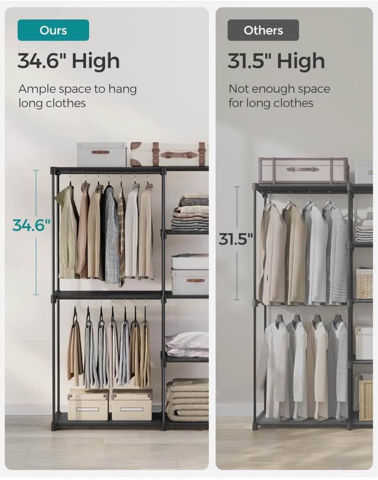 SONGMICS Portable Closet Clothes Rack Black - photo 5