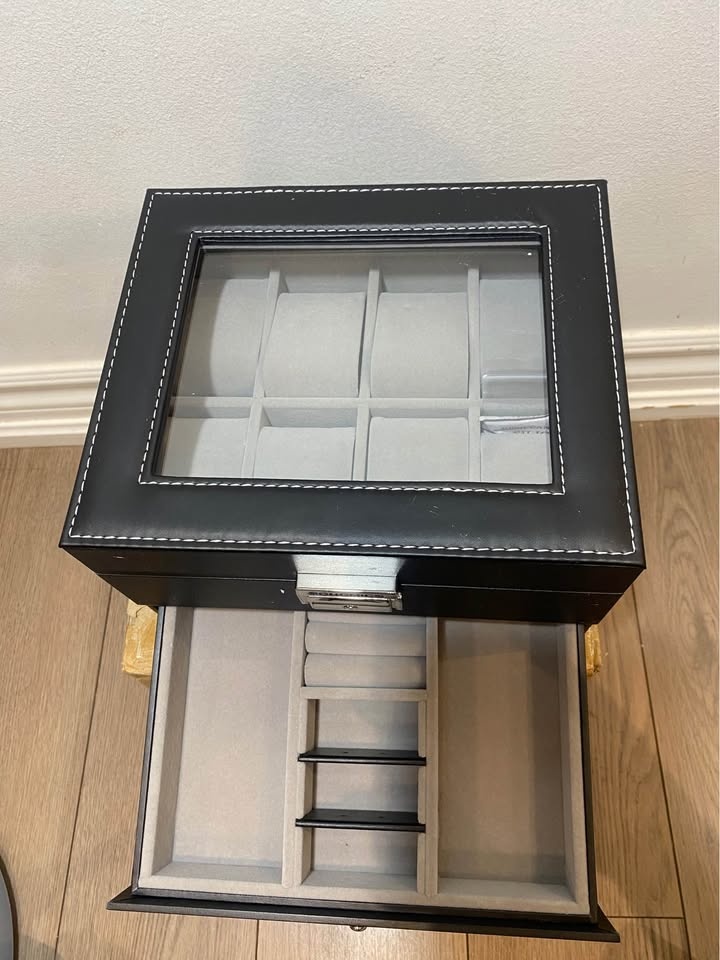 SONGMICS Black Faux Leather Watch Box Jewelry Organizer - photo 2