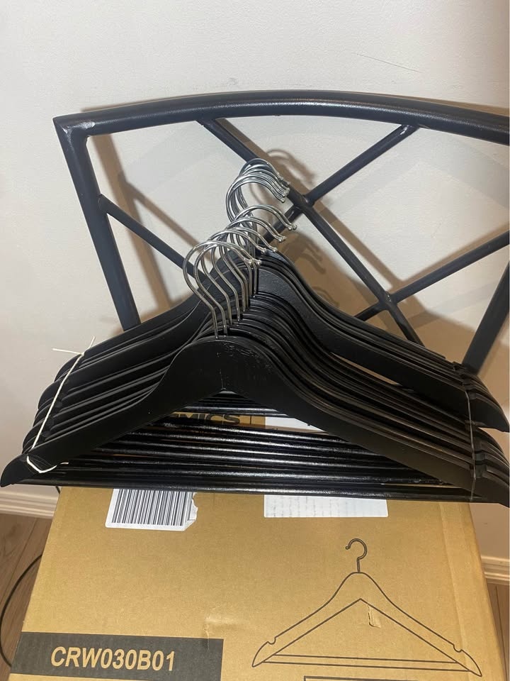 $20 for 30 Brand New Adult Wooden Hangers | Black + Silver