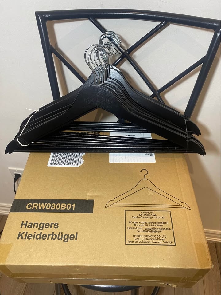 $20 for 30 Brand New Adult Wooden Hangers | Black + Silver - photo 2