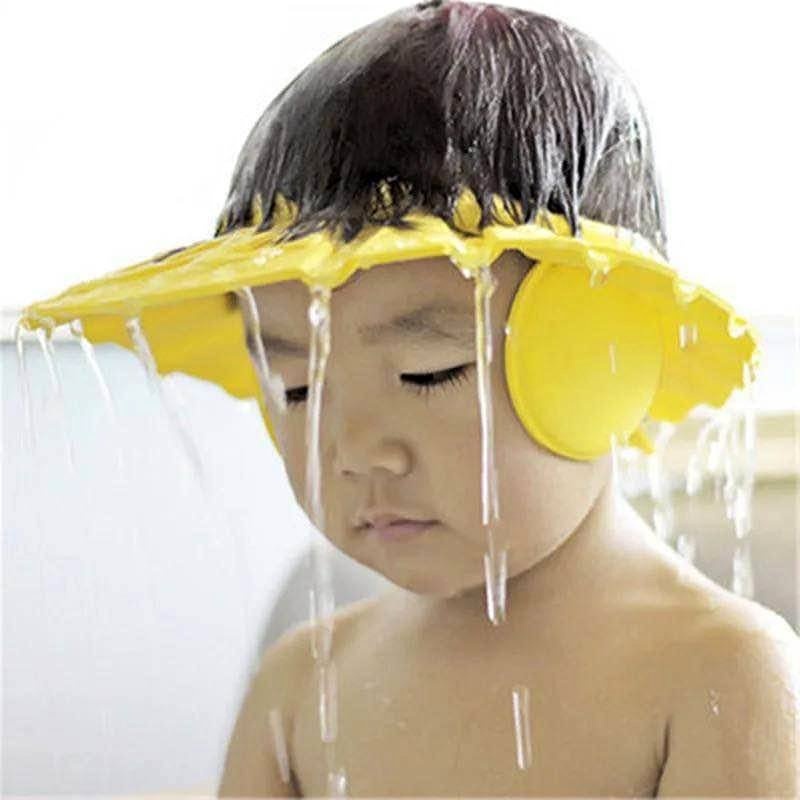 Adjustable Baby Swim Cap Bath Shampoo Eye Protection Head