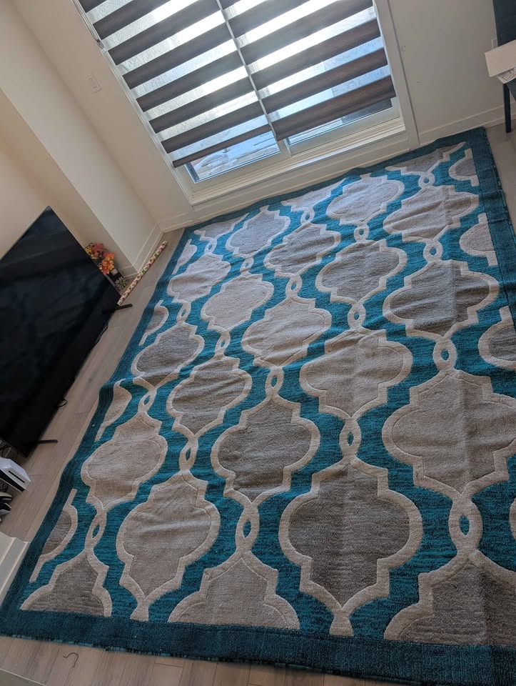 Moving Sale: Teal Grey Geometric Area Rug for Large Room - photo 2