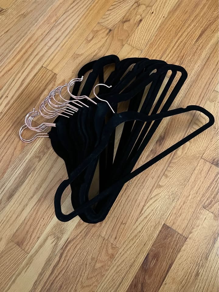 Black Velvet Hangers with Brass Hooks - photo 2