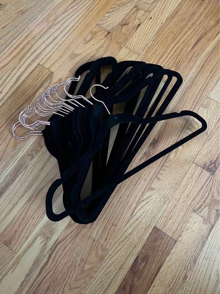 Black Velvet Hangers with Brass Hooks - photo 3