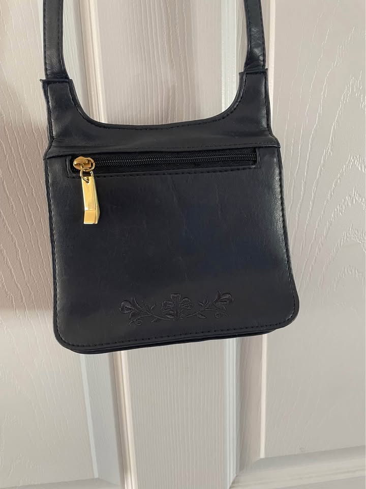 Vintage blue leather shoulder bag - photo 3