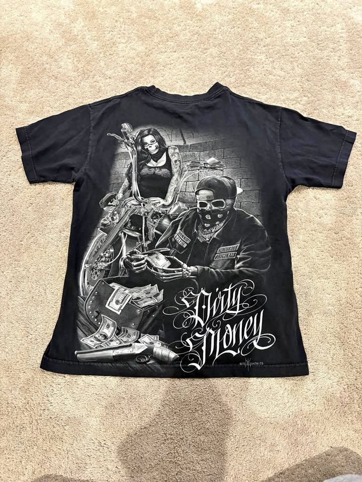 Dirty Money Biker Graphic T-Shirt
