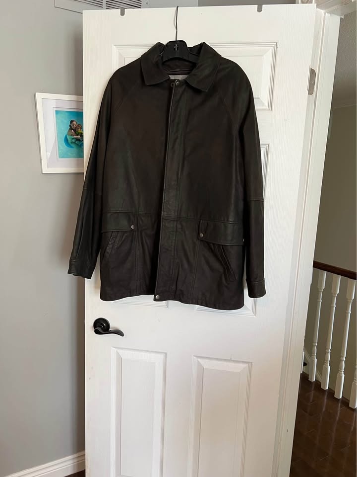 Beautiful Men's Nubuck Leather Coat - Dark Brown, Size M - photo 4