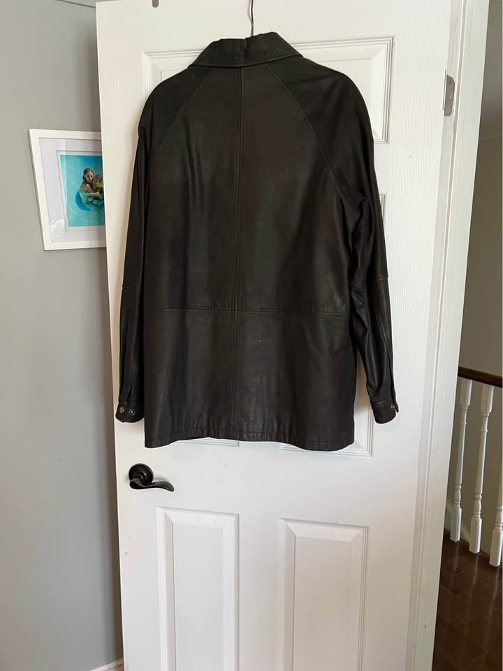 Beautiful Men's Nubuck Leather Coat - Dark Brown, Size M - photo 5