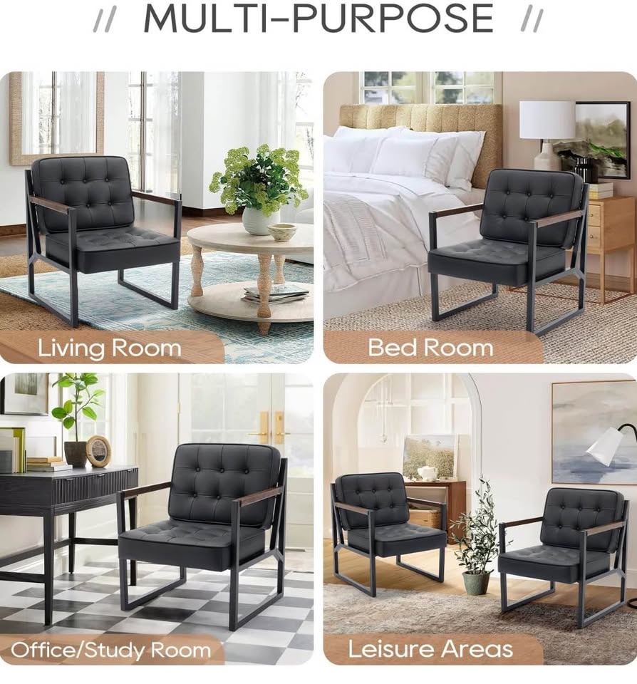 Black Leather Armchair - Assembled (1 Chair) - photo 4