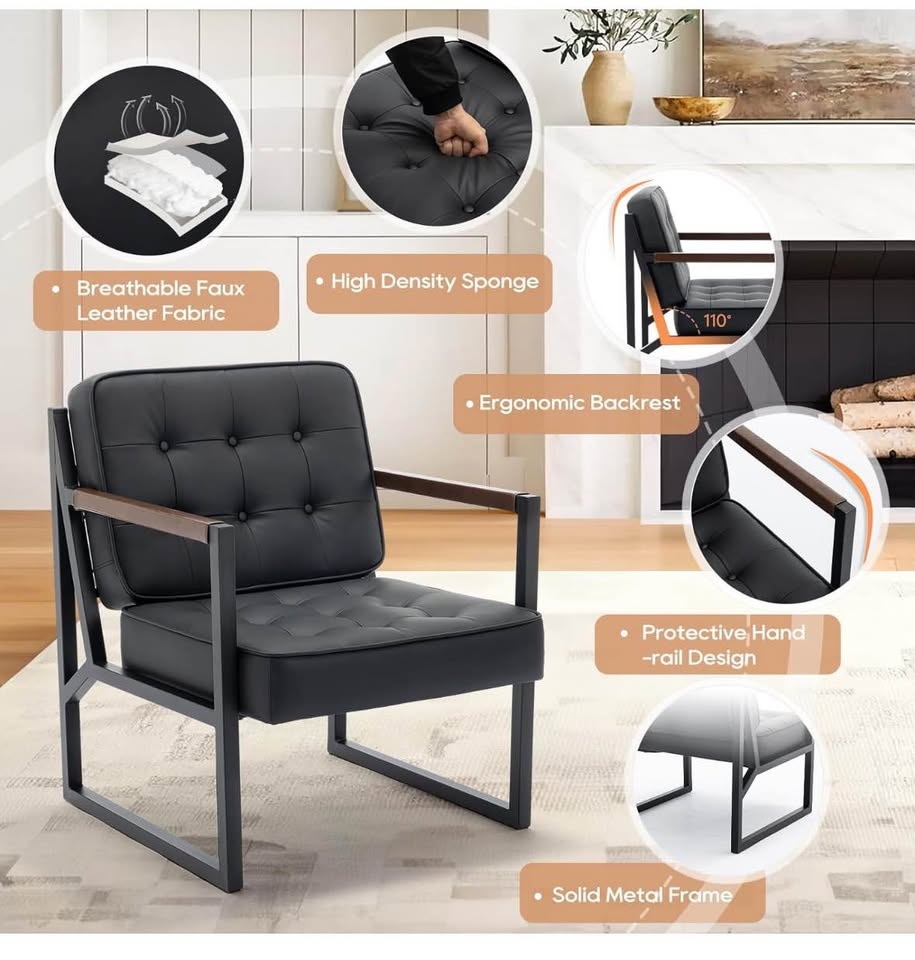 Black Leather Armchair - Assembled (1 Chair) - photo 5