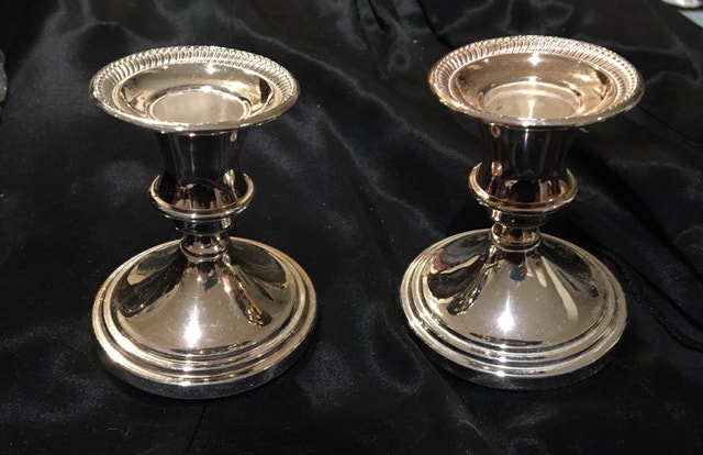 Silver-Plated Candlestick Holders - Set of 2