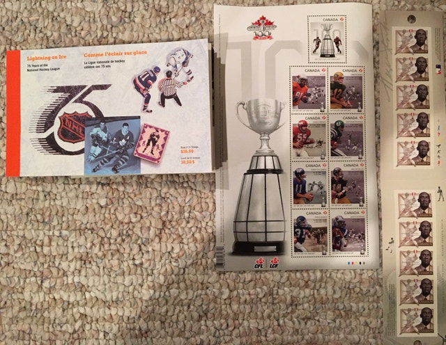 Vintage Commemorative Sports Stamps - NHL, CFL, MLB