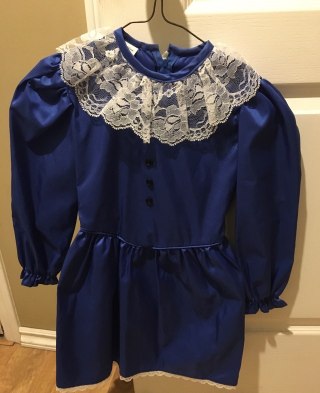 First Communion & Blue Satin Dress (6-10 yr)