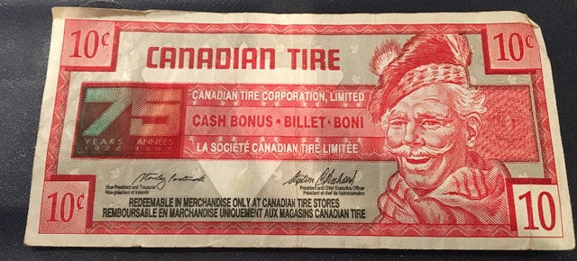 Canadian Tire 75th Anniversary 10 Cent Bill