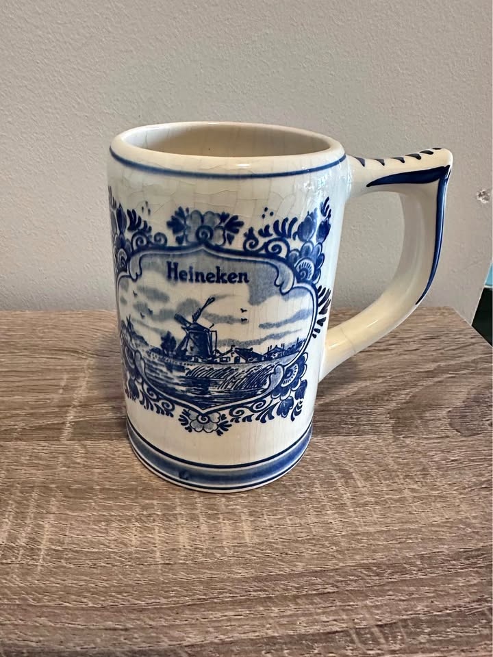 Vintage Heineken Delft Blue Beer Stein