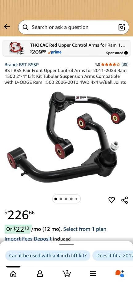 BST BSSP Front Upper Control Arms for Ram 1500
