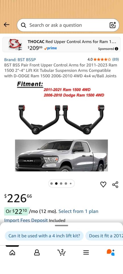 BST BSSP Front Upper Control Arms for Ram 1500 - photo 2