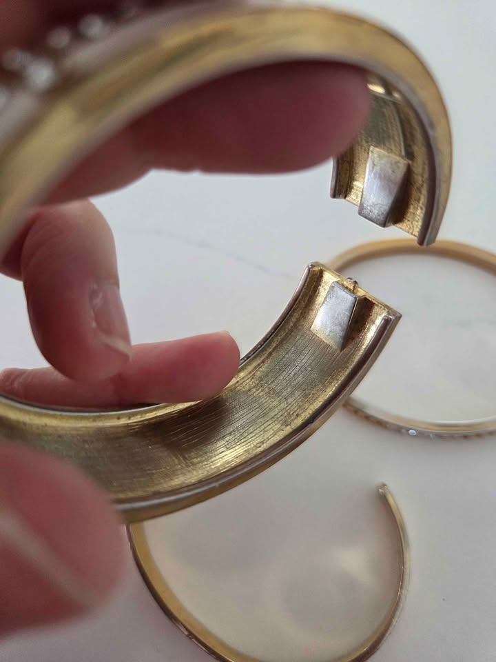 Vintage Bundle of 3 Gold Tone Metal Cuff Bracelets - photo 3