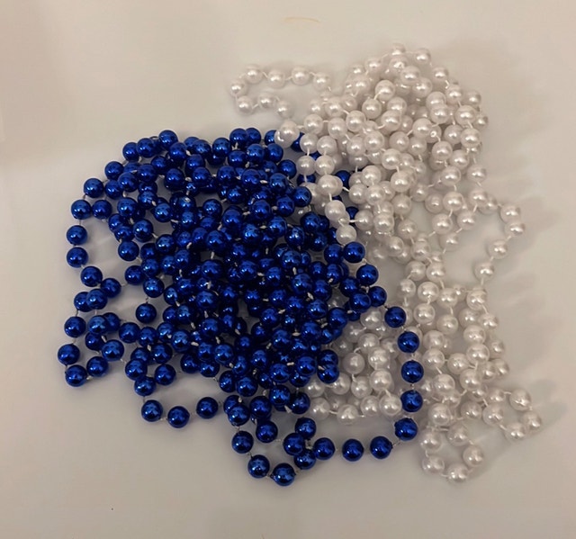 Christmas Tree Garlands Blue and White Beaded