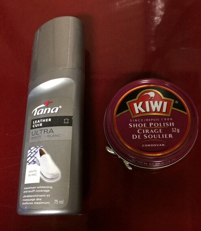 Shoe Polish White and Purple/Burgundy For Sale