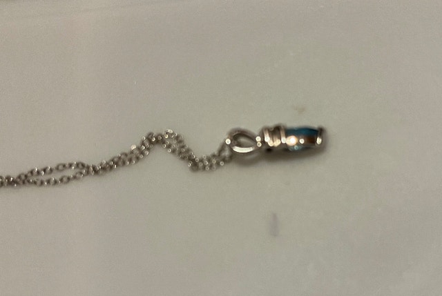 Light Blue Gemstone Teardrop Pendant Silver Necklace - photo 4