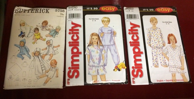 3 Children's Clothing Pyjama Sewing Patterns