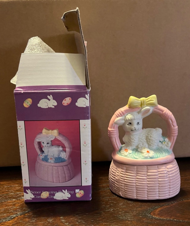 Easter Lamb Ceramic Candle Spring Decoration Decor