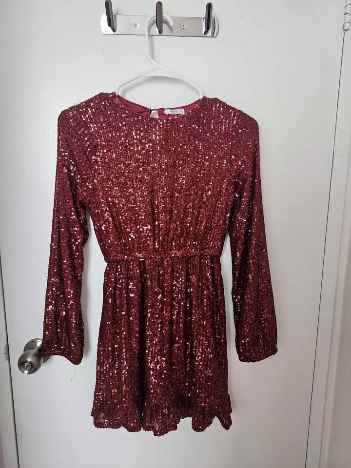 Girls Red Sequin Party Dress - Size 11/12 (Ardene)