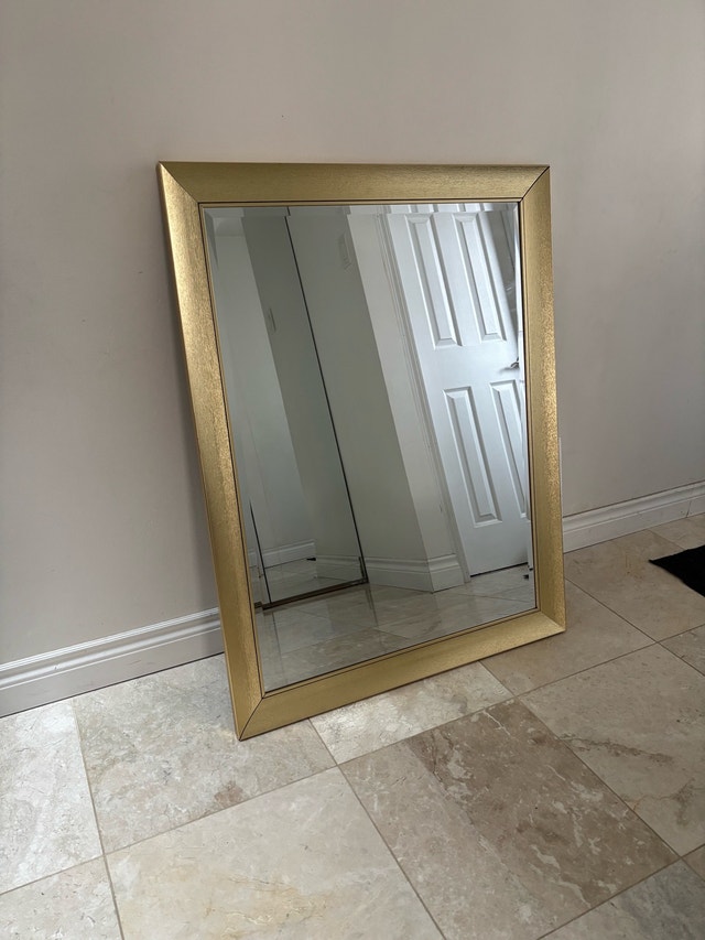 Large Rectangular Wall Mirror - Gold Frame 90cm x 115cm