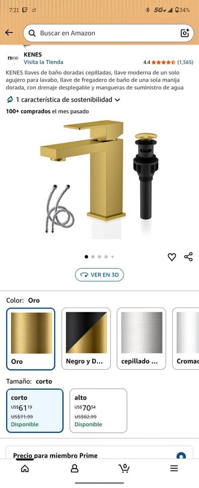 Gold Bathroom Faucet Single Handle Sink Faucet with Drain