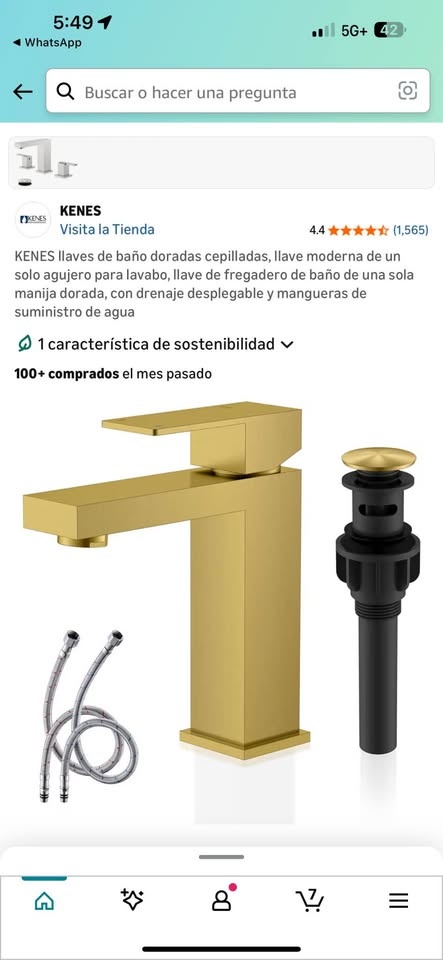 Gold Bathroom Faucet Single Handle Sink Faucet with Drain - photo 2