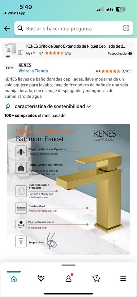Gold Bathroom Faucet Single Handle Sink Faucet with Drain - photo 4