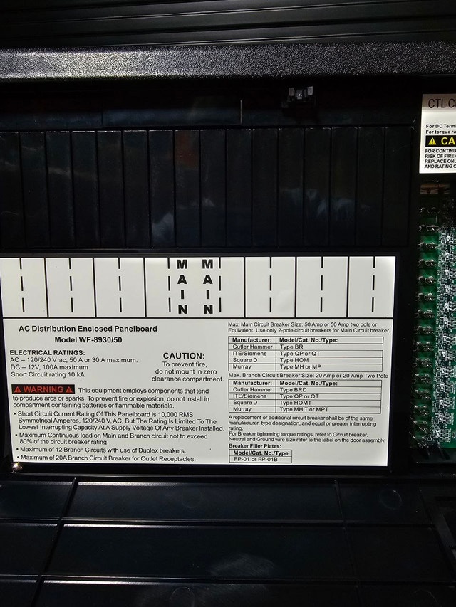 RV Electrical Panel Wf-8930/50NPB, AC Distribution Center 50 - photo 5