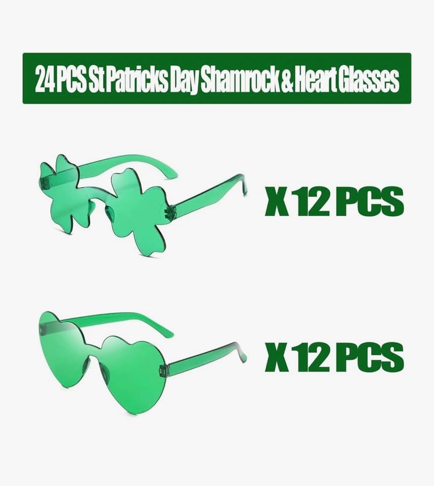 St. Patricks Day Shamrock Sunglasses, 24 PCS - photo 2