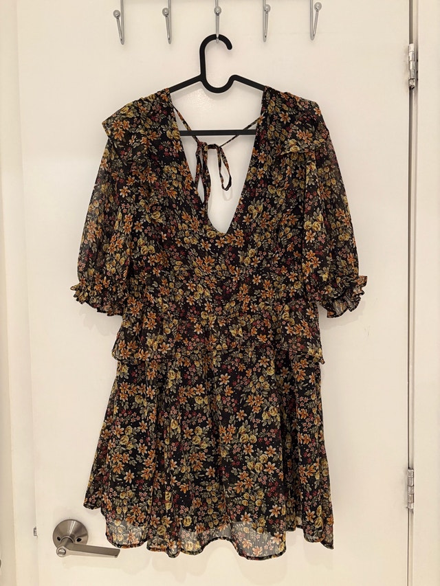 Topshop Black Floral Mini Dress