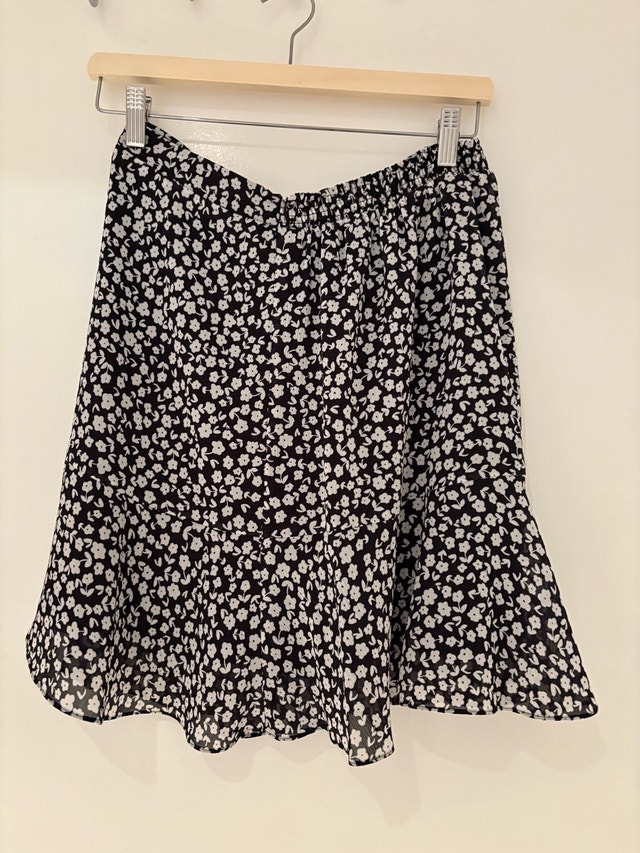 Black and White Floral Skirt