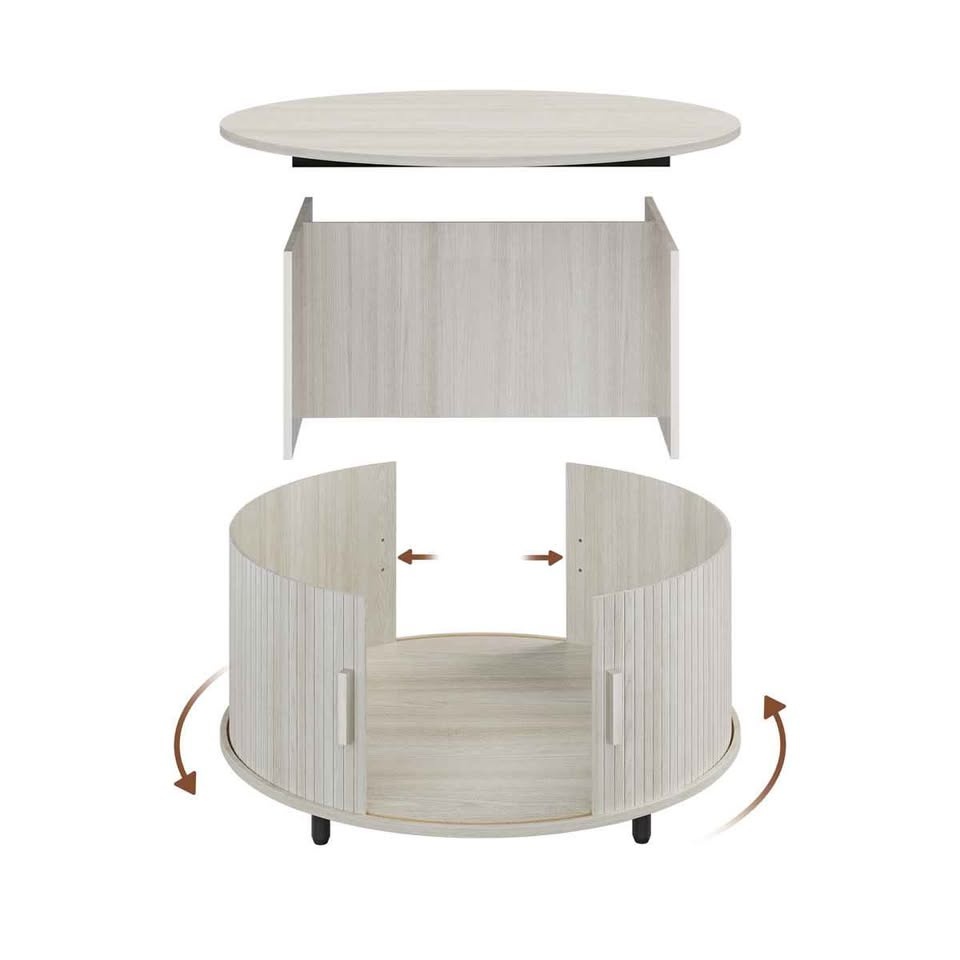 31.5" Modern Round Coffee Table With Sliding Door - photo 5