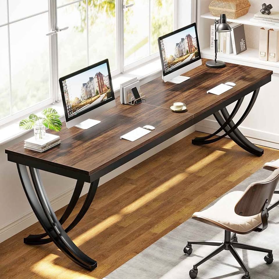 Dolliver Extra Long Double Computer Desk 78.74" with Metal Legs