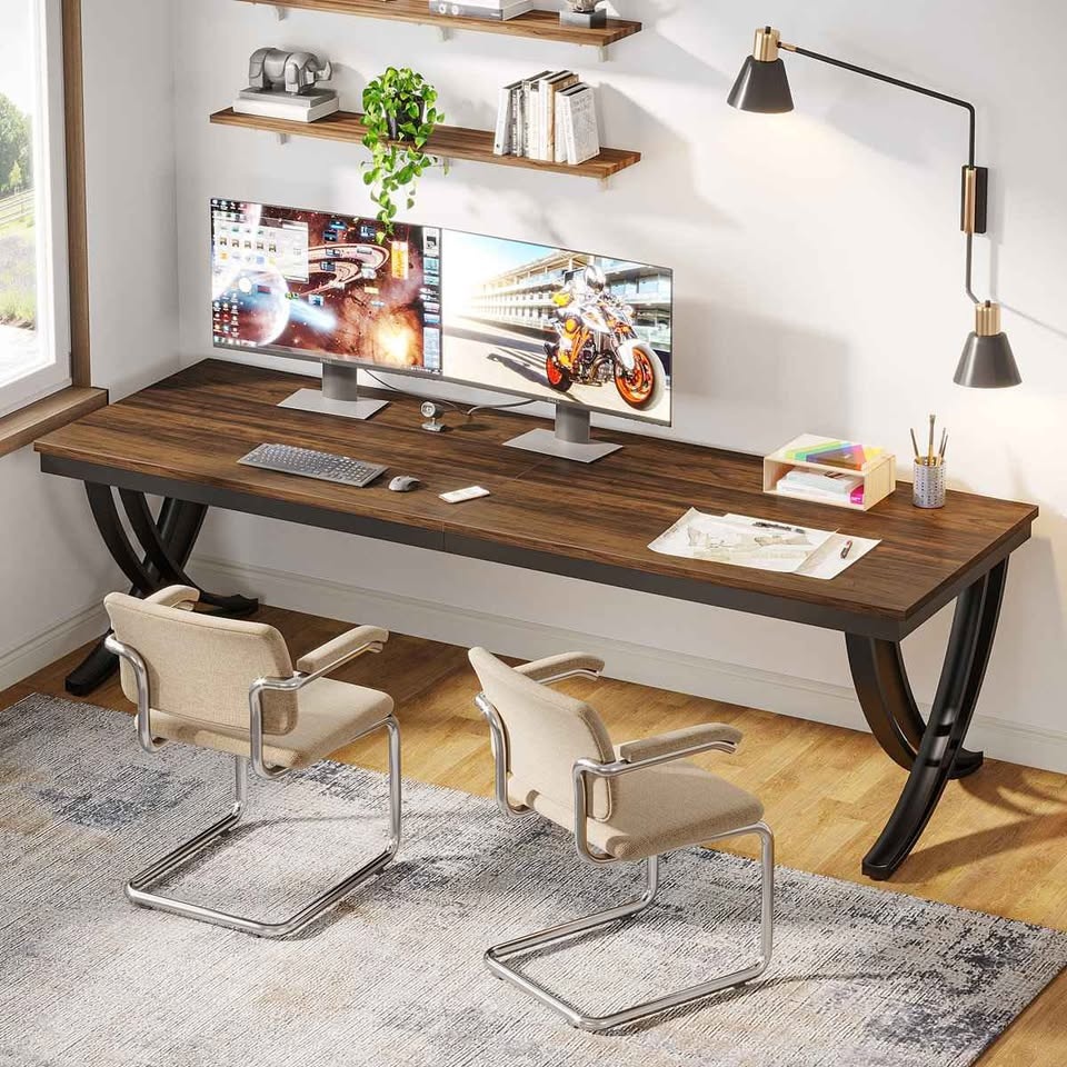 Dolliver Extra Long Double Computer Desk 78.74" with Metal Legs - photo 2