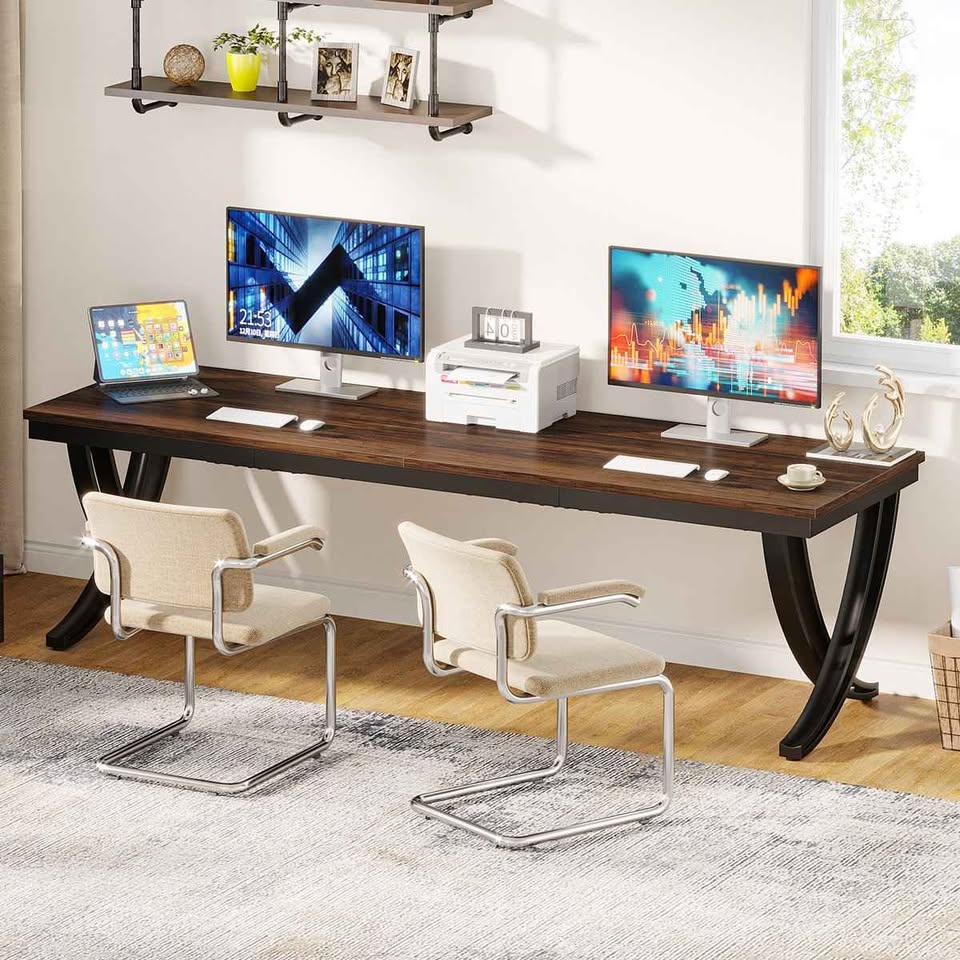 Dolliver Extra Long Double Computer Desk 78.74" with Metal Legs - photo 4