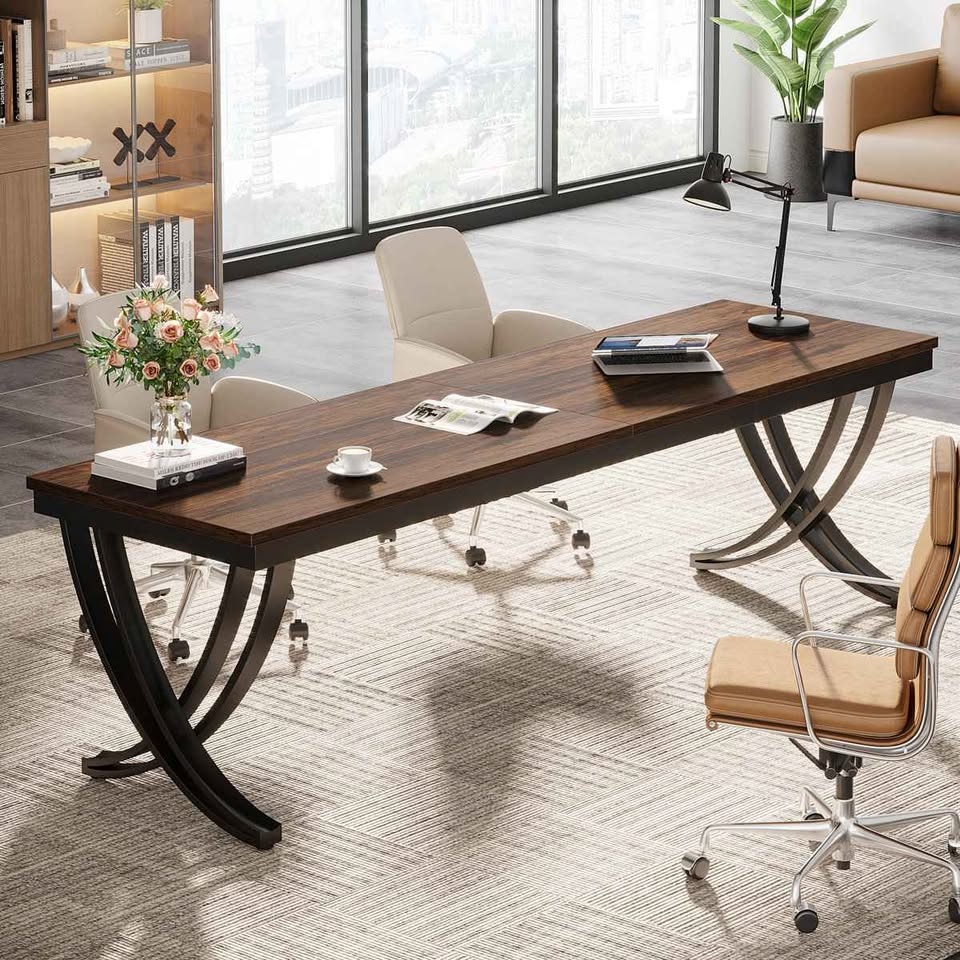 Dolliver Extra Long Double Computer Desk 78.74" with Metal Legs - photo 5