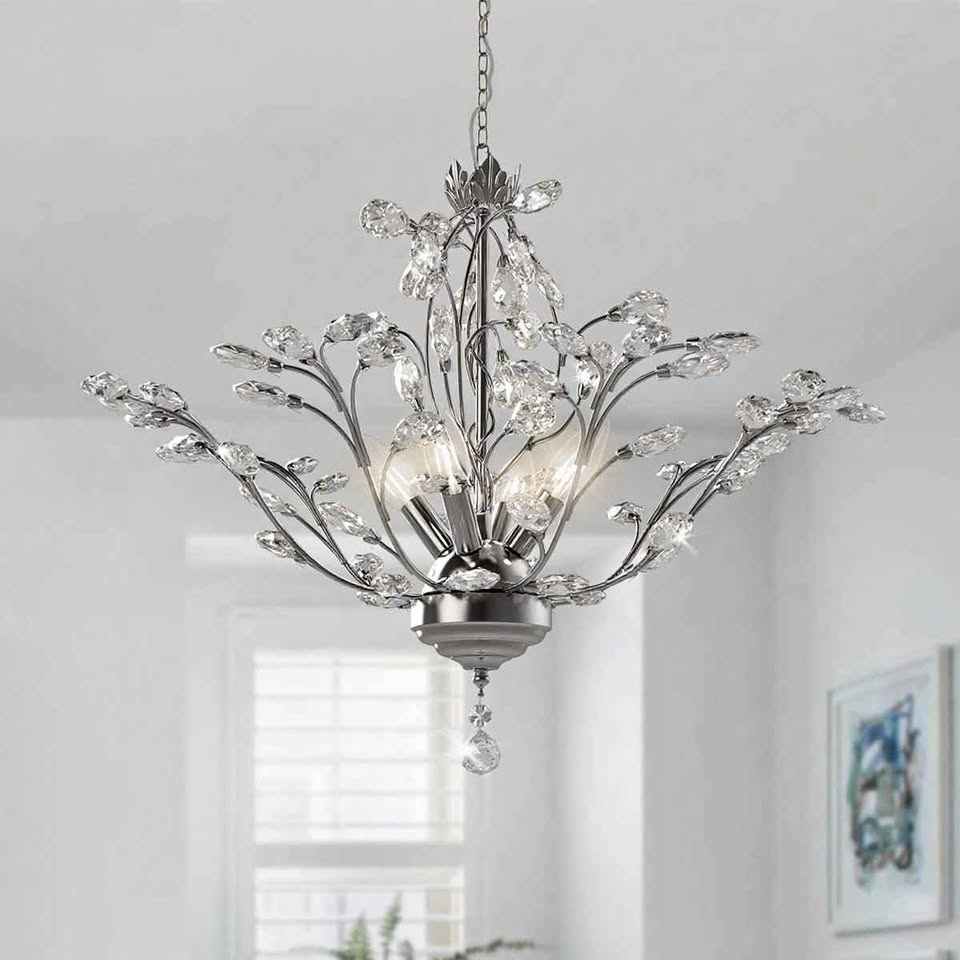 Unique Traditional 4-Light Chandelier with Darcey Crystal Detail